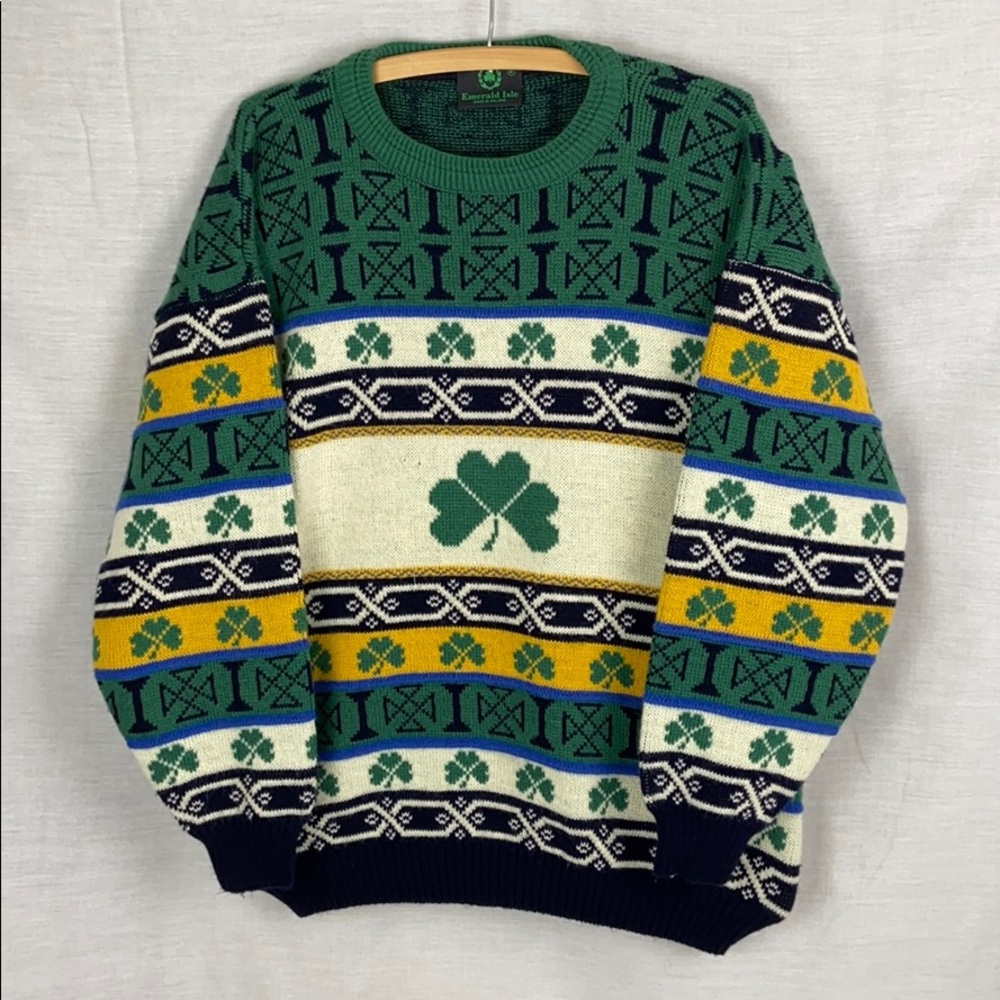 EMERALD ISLE Ireland Shamrock Knit Sweater Men's M